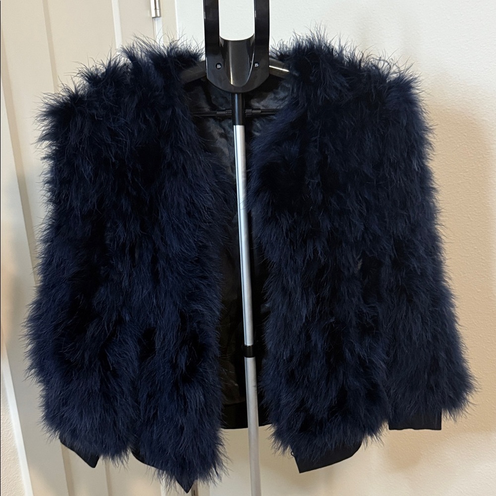 Topshop Navy Teddy Jacket